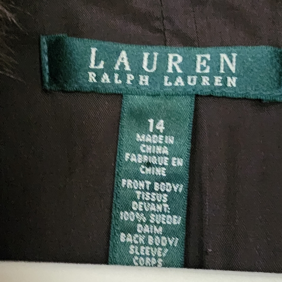 Ralph Lauren Suede Jacket – Fur Collar – Size 14 .pit To Pit 22" Lenght 26" - Picture 10 of 16